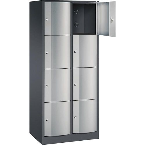 4051803742327 - RESISTO Schließfachschrank HxBxT 1950 x 770 x 540 mm 8 Fächer schwarzgrau RAL 7021   weißaluminium RAL 9006