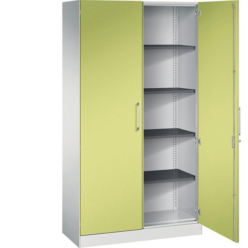 4059369512323 - Flügeltürenschrank ASISTO Höhe 1980 mm Breite 1000 mm 4 Fachböden lichtgrau viridingrün