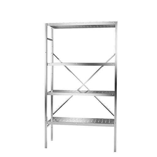 4021177001597 - Edelstahl-Steckregal 4 gelochte Fachböden Fachbodenbreite x Tiefe 940 x 440 mm Grundregal 4021177001597 - Edelstahl-Steckregal 4 gelochte Fachböden Fachbodenbreite x Tiefe 940 x 440 mm Grundregal