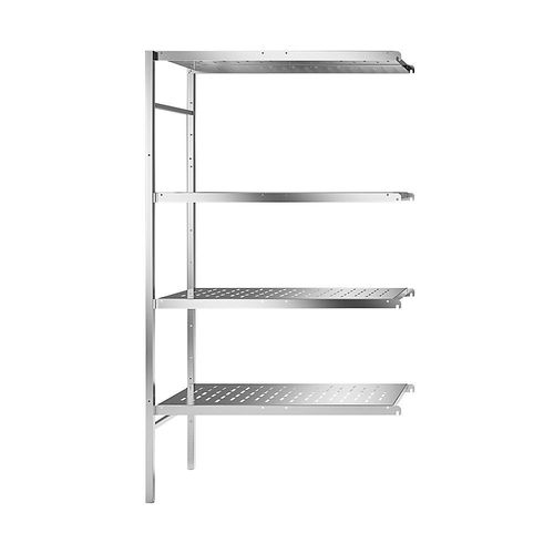 4021177001375 - Edelstahl-Steckregal 4 gelochte Fachböden Fachbodenbreite x Tiefe 940 x 540 mm Anbauregal kaiserkraft
