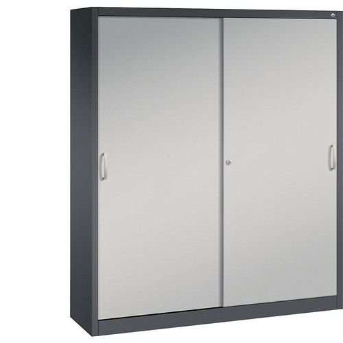 4050646353837 - C+P Schiebetürenschrank Acurado H1950xB1600xT400mm Korpus Schwarzgrau Fronten Weißaluminium Anzahl Fächer 8 4050646353837 - C+P Schiebetürenschrank Acurado H1950xB1600xT400mm Korpus Schwarzgrau Fronten Weißaluminium Anzahl Fächer 8