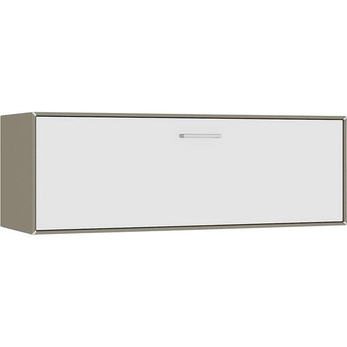 4250633392744 - mauser Einzelbox hängend 1 Barfachklappe Breite 1155 mm beigegrau   reinweiß