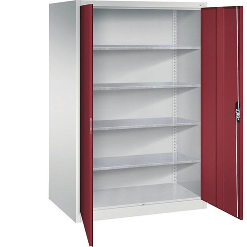 4062084803133 - Werkstatt-Flügeltürschrank HxBxT 1950 x 1200 x 800 mm lichtgrau   rubinrot C+P