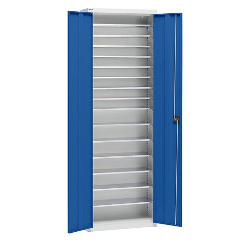 4061753277879 - eurokraft pro Materialschrank aus Stahlblech Höhe 2000 mm lichtgrau RAL 7035 enzianblau RAL 5010 15 Böden 4061753277879 - eurokraft pro Materialschrank aus Stahlblech Höhe 2000 mm lichtgrau RAL 7035 enzianblau RAL 5010 15 Böden