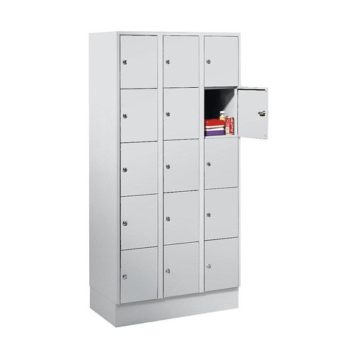 4250618210155 - 5er-Schließfachschrank München 3 Abteile lichtgrau B 900 mm mit Bodensockel 4250618210155 - 5er-Schließfachschrank München 3 Abteile lichtgrau B 900 mm mit Bodensockel