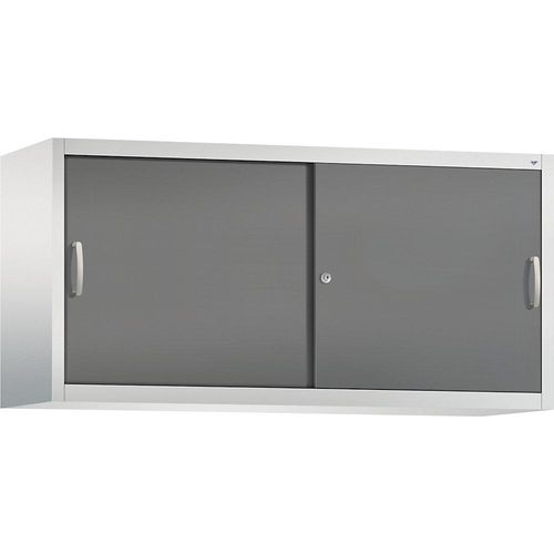 4063332006498 - ACURADO Aufsatzschrank mit Schiebetüren 2 Fachböden HxBxT 790 x 1600 x 500 mm lichtgrau   vulkangrau