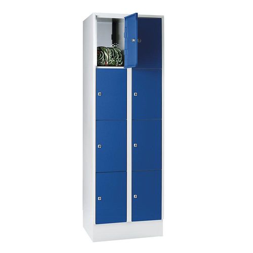 4250618209371 - 4er-Schließfachschrank München 2 Abteile lichtgrau enzianblau B 600 mm mit Bodensockel 4250618209371 - 4er-Schließfachschrank München 2 Abteile lichtgrau enzianblau B 600 mm mit Bodensockel