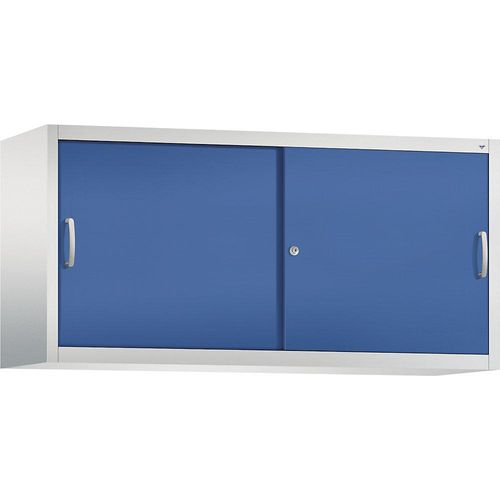 4053597279584 - ACURADO Aufsatzschrank mit Schiebetüren 2 Fachböden HxBxT 790 x 1600 x 500 mm lichtgrau enzianblau C+P 4053597279584 - ACURADO Aufsatzschrank mit Schiebetüren 2 Fachböden HxBxT 790 x 1600 x 500 mm lichtgrau enzianblau C+P