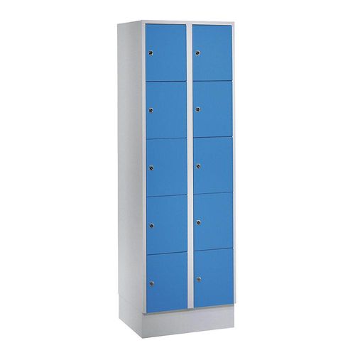 4250618209524 - 5er-Schließfachschrank München 2 Abteile lichtgrau lichtblau B 600 mm mit Bodensockel 4250618209524 - 5er-Schließfachschrank München 2 Abteile lichtgrau lichtblau B 600 mm mit Bodensockel