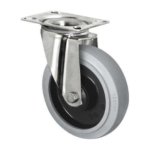 4260565396475 - Elastik-Reifen auf PA-Felge Edelstahlgehäuse Rad-Ø x Breite 125 x 38 mm Lenkrolle Rollenlager 4260565396475 - Elastik-Reifen auf PA-Felge Edelstahlgehäuse Rad-Ø x Breite 125 x 38 mm Lenkrolle Rollenlager