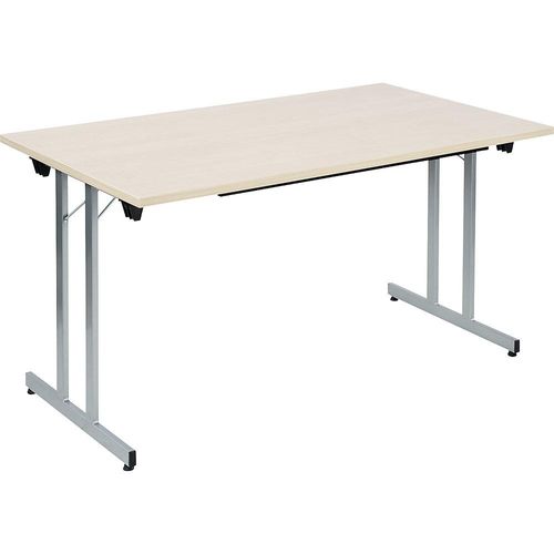 4061753246707 - Klapptisch F25 BxT 1400 x 800 mm Platte Ahorn-Dekor Gestell alusilber