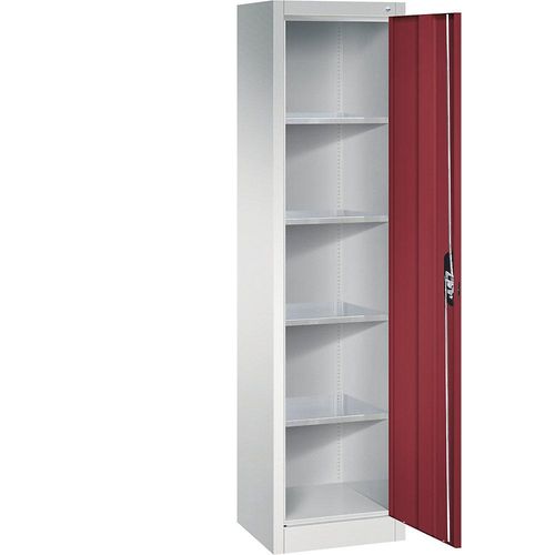 4064615143756 - Werkstatt-Flügeltürschrank HxBxT 1950 x 502 x 400 mm lichtgrau   rubinrot C+P