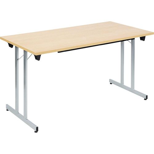 4061753246653 - Klapptisch F25 BxT 1400 x 700 mm Platte Buche-Dekor Gestell alusilber