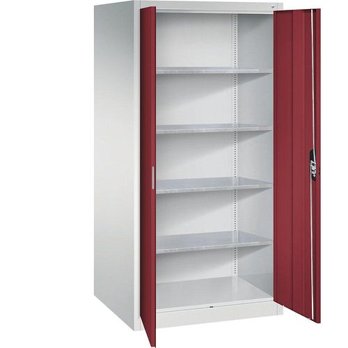 4064615165598 - Werkstatt-Flügeltürschrank HxBxT 1950 x 930 x 800 mm lichtgrau   rubinrot C+P