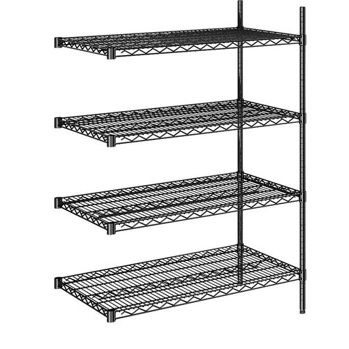 4061753091826 - Stahldraht-Gitterregal schwarz Fachlast 250 kg BxT 910 x 610 mm Anbauregal Höhe 1370 mm 4 Fachböden kaiserkraft