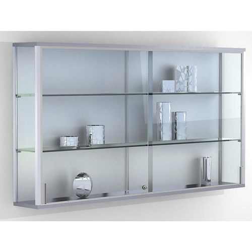 4260222860561 - Wandvitrine einhängend 2 verstellbare Glasböden abschließbare Schiebetüren ESG-Sicherheitsglas B 1500 x T 200 x H 800 mm 4260222860561 - Wandvitrine einhängend 2 verstellbare Glasböden abschließbare Schiebetüren ESG-Sicherheitsglas B 1500 x T 200 x H 800 mm