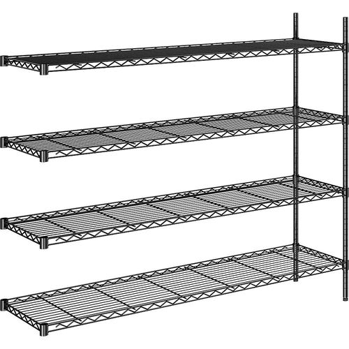 4061753091901 - Stahldraht-Gitterregal schwarz Fachlast 100 kg BxT 1520 x 460 mm Anbauregal Höhe 1370 mm 4 Fachböden