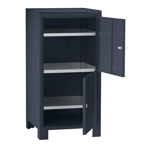 4250618214023 - Werkzeugschrank mit Füßen HxBxT 1000 x 500 x 500 mm 2 verschließbare Fächer mit je 1 Fachboden anthrazitgrau RAL 7016