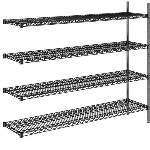 4061753091840 - Stahldraht-Gitterregal schwarz Fachlast 250 kg BxT 1520 x 460 mm Anbauregal Höhe 1370 mm 4 Fachböden 4061753091840 - Stahldraht-Gitterregal schwarz Fachlast 250 kg BxT 1520 x 460 mm Anbauregal Höhe 1370 mm 4 Fachböden
