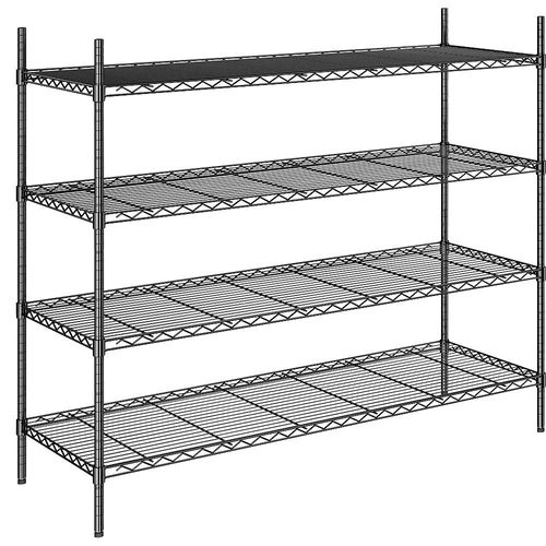 4260563728711 - Stahldraht-Gitterregal schwarz Fachlast 100 kg BxT 1520 x 610 mm Grundregal Höhe 1370 mm 4 Fachböden kaiserkraft