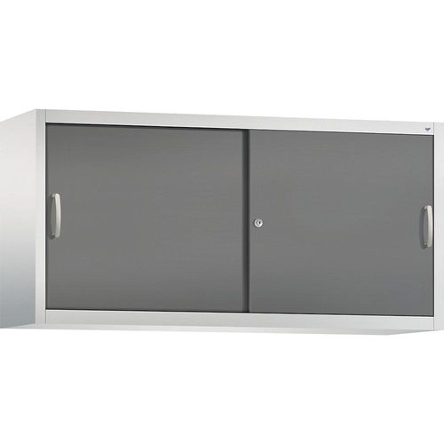 4063332004906 - ACURADO Aufsatzschrank mit Schiebetüren 2 Fachböden HxBxT 790 x 1600 x 400 mm lichtgrau   vulkangrau C+P