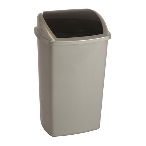 8690462009189 - Abfallbehälter mit Schwingdeckel Volumen 50 l BxHxT 310 x 680 x 400 mm grau schwarz ab 10 Stk kaiserkraft