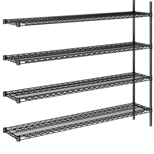4061753091833 - Stahldraht-Gitterregal schwarz Fachlast 250 kg BxT 1520 x 360 mm Anbauregal Höhe 1370 mm 4 Fachböden kaiserkraft