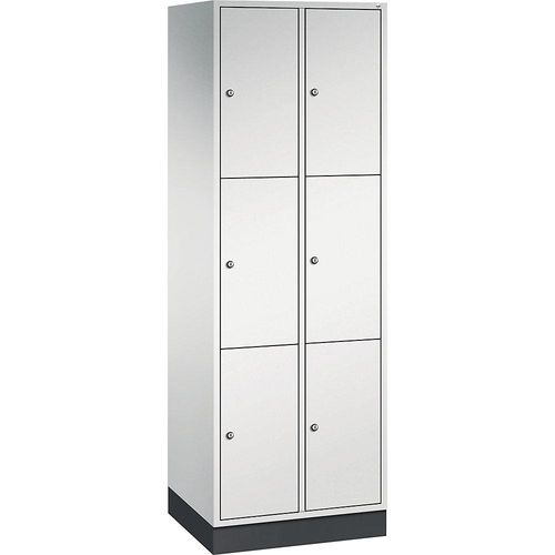 4025314694659 - INTRO Stahl-Schließfachschrank Fachhöhe 580 mm BxT 620 x 500 mm 6 Fächer Korpus lichtgrau Türen lichtgrau