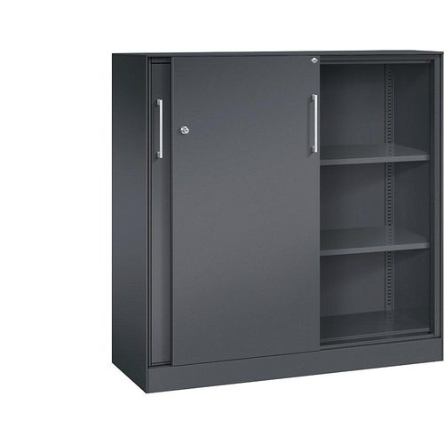 4062084808510 - C+P Schiebetürenschrank Asisto H1310xB1200xT435mm Korpus Schwarzgrau Fronten Schwarzgrau Anzahl Fächer 2