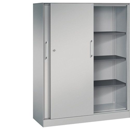 4062084808237 - C+P Schiebetürenschrank Asisto H1635xB1200xT435mm Korpus Weißaluminium Fronten Weißaluminium Anzahl Fächer 3