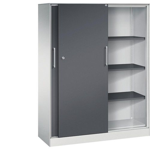 4062084808220 - C+P Schiebetürenschrank Asisto H1635xB1200xT435mm Korpus Lichtgrau Fronten Schwarzgrau Anzahl Fächer 3 4062084808220 - C+P Schiebetürenschrank Asisto H1635xB1200xT435mm Korpus Lichtgrau Fronten Schwarzgrau Anzahl Fächer 3