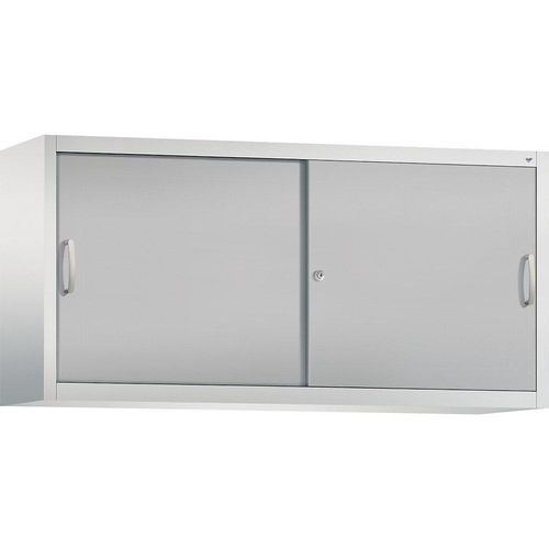 4063332004975 - ACURADO Aufsatzschrank mit Schiebetüren 2 Fachböden HxBxT 790 x 1600 x 400 mm lichtgrau   weißalu