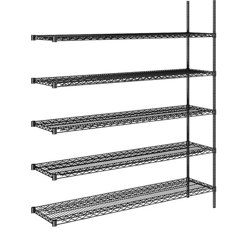 4061753091253 - Stahldraht-Gitterregal schwarz Fachlast 250 kg BxT 1520 x 460 mm Anbauregal Höhe 1880 mm 5 Fachböden 4061753091253 - Stahldraht-Gitterregal schwarz Fachlast 250 kg BxT 1520 x 460 mm Anbauregal Höhe 1880 mm 5 Fachböden