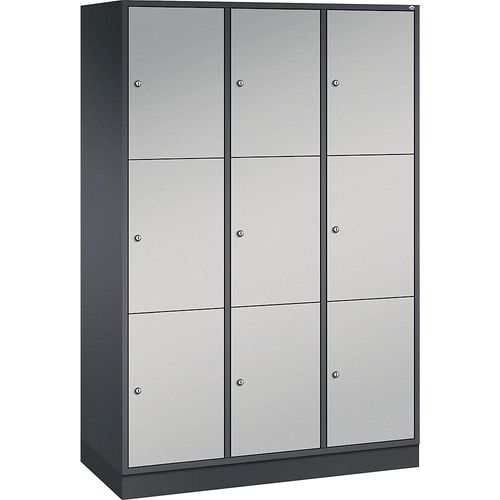 4060061294738 - INTRO Stahl-Schließfachschrank Fachhöhe 580 mm BxT 1220 x 500 mm 9 Fächer Korpus schwarzgrau Türen weißaluminium 4060061294738 - INTRO Stahl-Schließfachschrank Fachhöhe 580 mm BxT 1220 x 500 mm 9 Fächer Korpus schwarzgrau Türen weißaluminium