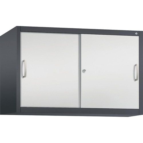 4053597477584 - ACURADO Aufsatzschrank mit Schiebetüren 1 Fachboden HxBxT 790 x 1200 x 500 mm schwarzgrau   lichtgrau