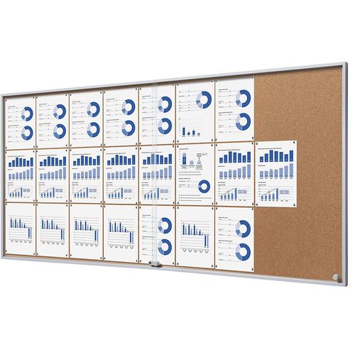 4061753018816 - eurokraft pro Schaukasten mit Schiebetüren Außen-BxHxT 2006 x 947 x 50 mm Korkrückwand