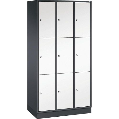 4061261143796 - INTRO Stahl-Schließfachschrank Fachhöhe 580 mm BxT 920 x 500 mm 9 Fächer Korpus schwarzgrau Türen reinweiß 4061261143796 - INTRO Stahl-Schließfachschrank Fachhöhe 580 mm BxT 920 x 500 mm 9 Fächer Korpus schwarzgrau Türen reinweiß