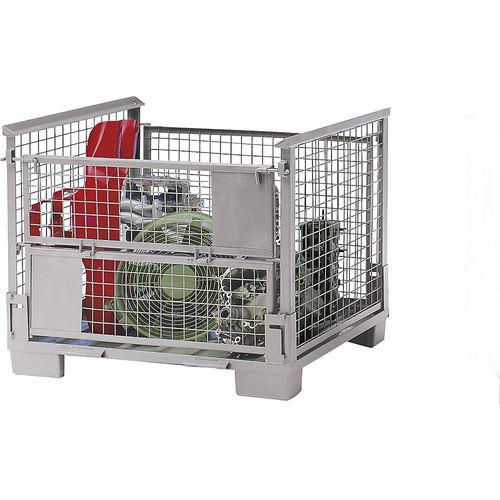 5902429013652 - Stapelbox faltbar LxBxH 1200 x 800 x 970 mm Seitenwände Stahlgitter integrierte Beschriftungstafel ab 10 Stk kaiserkraft