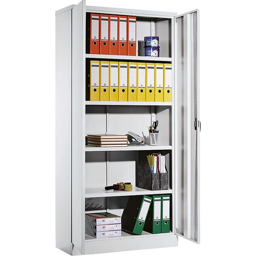 4061753004901 - eurokraft basic Universalschrank mit Flügeltüren und 4 Fachböden HxBxT 1950 x 915 x 421 mm Korpus und Türen lichtgrau ab 3 Stück
