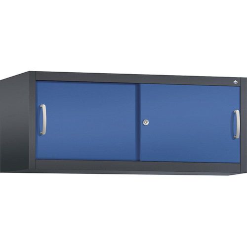 4061261250630 - ACURADO Aufsatzschrank mit Schiebetüren HxBxT 500 x 1200 x 500 mm schwarzgrau enzianblau 4061261250630 - ACURADO Aufsatzschrank mit Schiebetüren HxBxT 500 x 1200 x 500 mm schwarzgrau enzianblau
