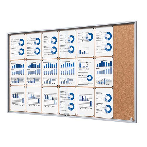 4061753018809 - eurokraft pro Schaukasten mit Schiebetüren Außen-BxHxT 1566 x 947 x 50 mm Korkrückwand