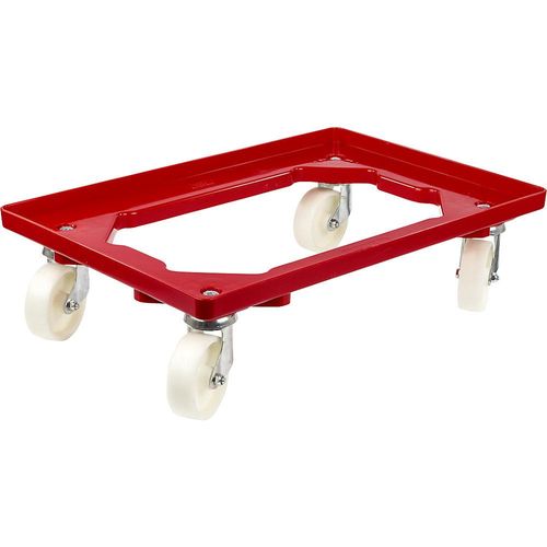 4061753114761 - eurokraft basic Profi-Fahrgestell 600 x 400 mm 4 Lenkrollen aus Polypropylen rot ab 20 Stk