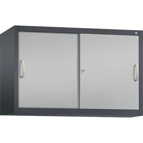 4050646136447 - ACURADO Aufsatzschrank mit Schiebetüren 1 Fachboden HxBxT 790 x 1200 x 400 mm schwarzgrau   weißalu