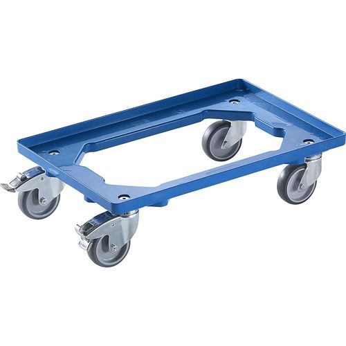 4061753114563 - eurokraft basic Profi-Fahrgestell 600 x 400 mm 4 Lenkrollen davon 2 mit Feststeller blau ab 20 Stk