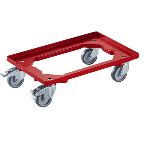4061753114587 - eurokraft basic Profi-Fahrgestell 600 x 400 mm 4 Lenkrollen davon 2 mit Feststeller rot ab 20 Stk