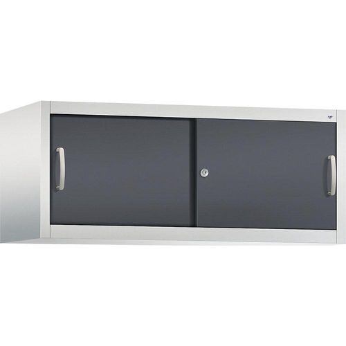 4061261250715 - ACURADO Aufsatzschrank mit Schiebetüren HxBxT 500 x 1200 x 500 mm lichtgrau   schwarzgrau