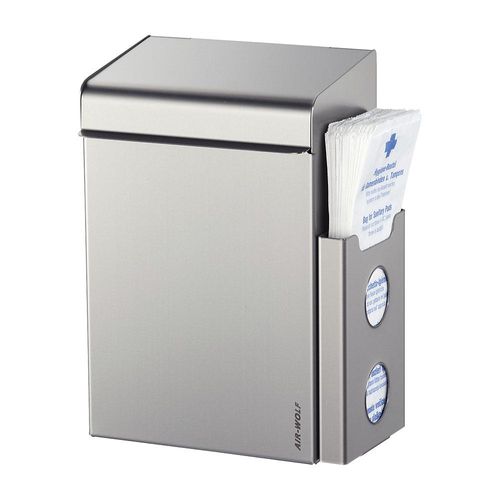 4045504406008 - AIR-WOLF Hygieneabfallbehälter mit Beutelspender Volumen 8 l BxHxT 220 x 342 x 153 mm Edelstahl gebürstet 4045504406008 - AIR-WOLF Hygieneabfallbehälter mit Beutelspender Volumen 8 l BxHxT 220 x 342 x 153 mm Edelstahl gebürstet