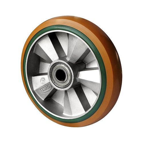 4260565391241 - PU- PU-Elastik-Rad braun   grün Doppelkugellager ab 2 Stk Rad-Ø x Breite 125 x 50 mm kaiserkraft