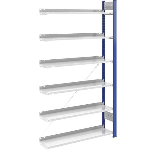 4250623705516 - Ordner-Steckregal einseitig Höhe 2000 mm BxT 1000 x 300 mm Anbauregal blau   grau hofe