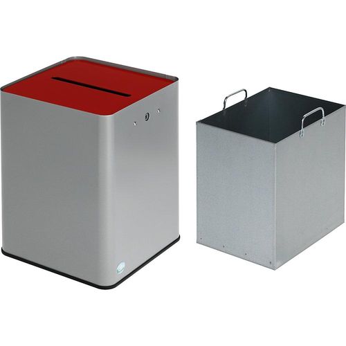 4030695020980 - VAR Datenschutz Papiersammler 43 l DSGVO-konform silber   rot